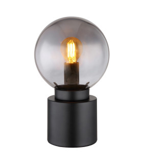 Marka Globe Table Lamp Matt Black Smoke Glass Shade 1x E14-1