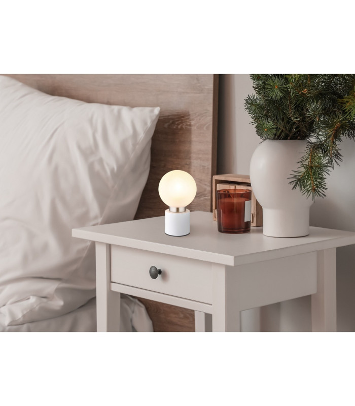 Marka Globe Table Lamp White Matt Opal Glass Shade 1x E14-7