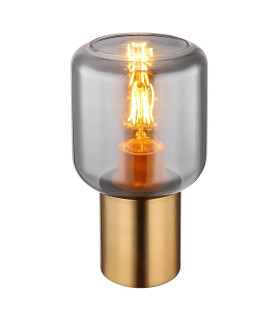 Ninjo Cylindrical Table Lamp Brass-Coloured Smoke Glass Shade 1x E27-1