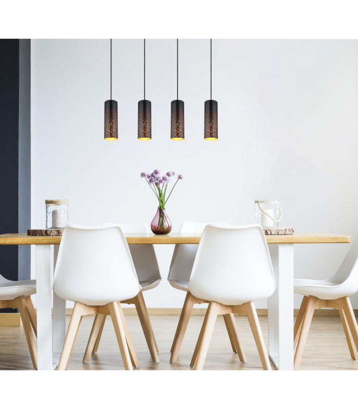 Crocky Bar Pendant Ceiling Light Matt Black 4x E27-5