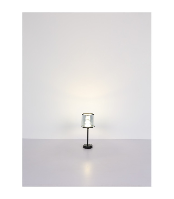 Lunki Table Lamp with Round Tapered Shade Matt Black LED Dimmable 2700-4000K Touch Dimmer-7