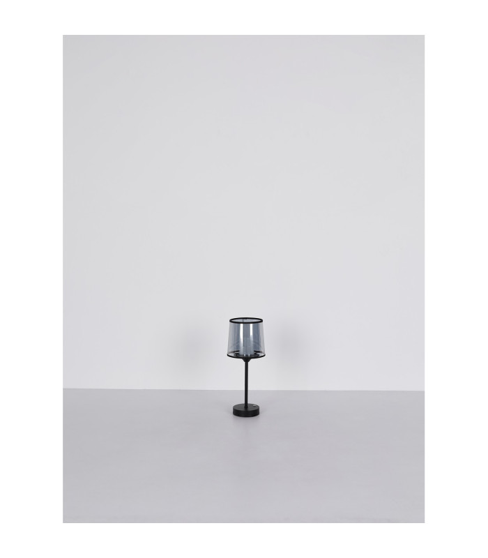 Lunki Table Lamp with Round Tapered Shade Matt Black LED Dimmable 2700-4000K Touch Dimmer-8