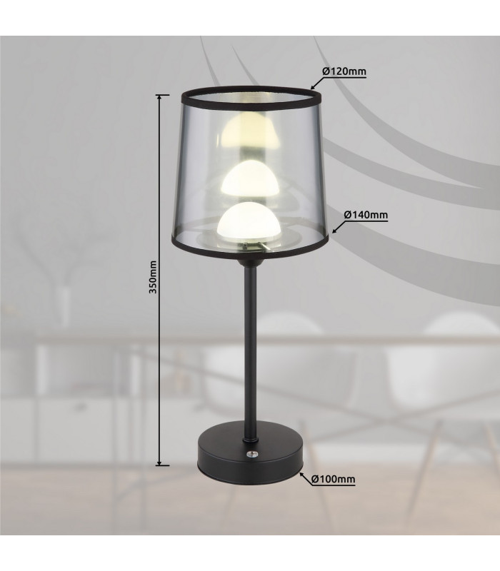Lunki Table Lamp with Round Tapered Shade Matt Black LED Dimmable 2700-4000K Touch Dimmer-10