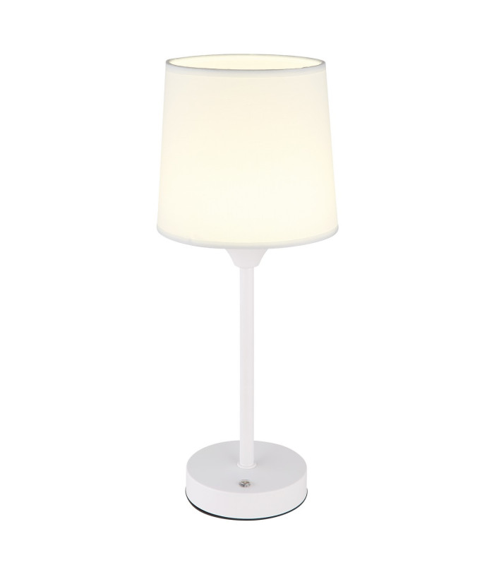 Lunki Table Lamp with Round Tapered Shade White Matt LED Dimmable 2700-4000K Touch Dimmer-1