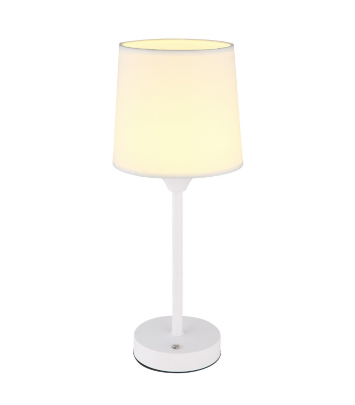 Lunki Table Lamp with Round Tapered Shade White Matt LED Dimmable 2700-4000K Touch Dimmer-3