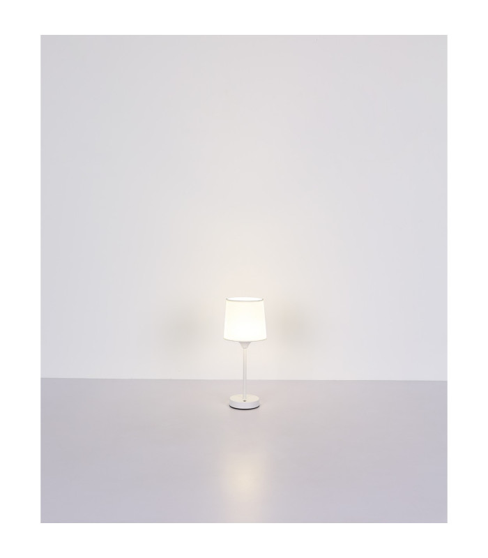 Lunki Table Lamp with Round Tapered Shade White Matt LED Dimmable 2700-4000K Touch Dimmer-6