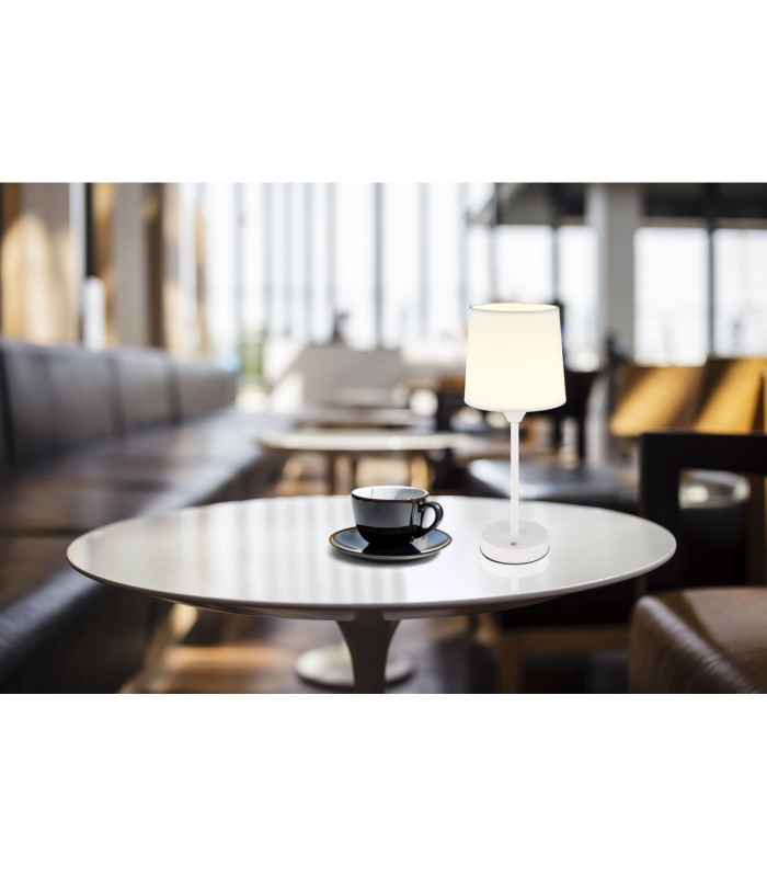 Lunki Table Lamp with Round Tapered Shade White Matt LED Dimmable 2700-4000K Touch Dimmer-8