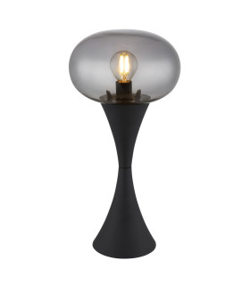 Lula Globe Table Lamp Matt Black Smoke Glass Shade 1x E14-1
