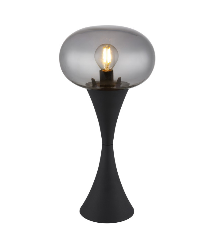 Lula Globe Table Lamp Matt Black Smoke Glass Shade 1x E14-1