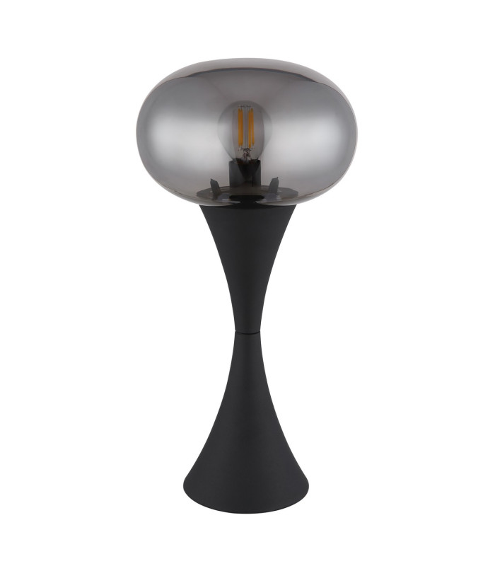 Lula Globe Table Lamp Matt Black Smoke Glass Shade 1x E14-2