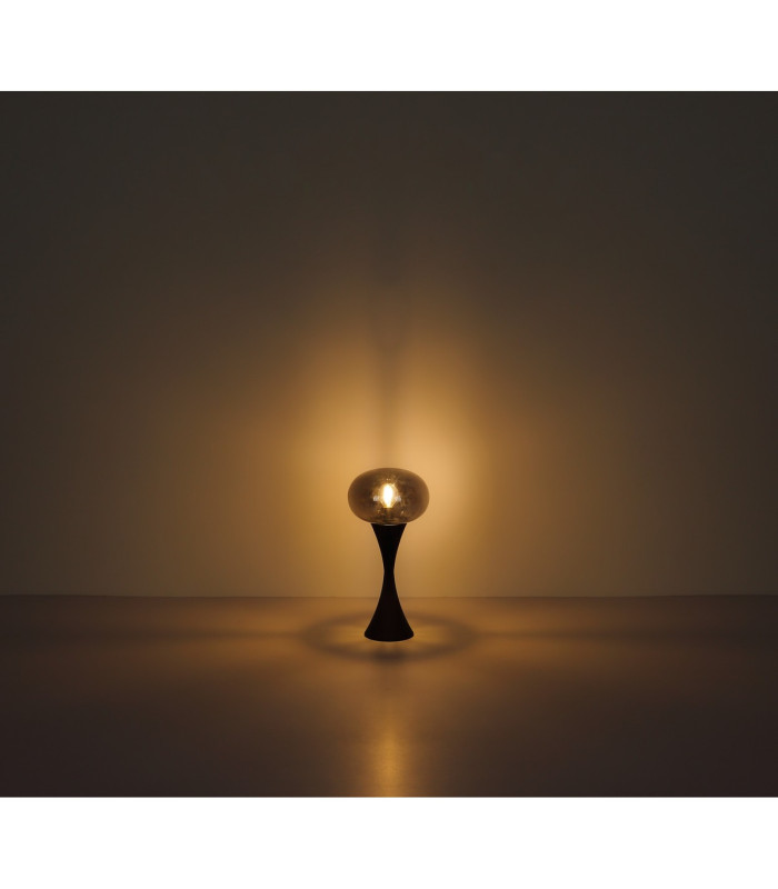 Lula Globe Table Lamp Matt Black Smoke Glass Shade 1x E14-4