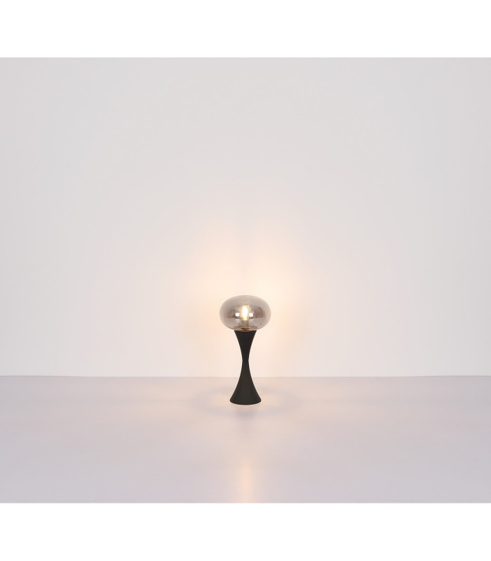 Lula Globe Table Lamp Matt Black Smoke Glass Shade 1x E14-5