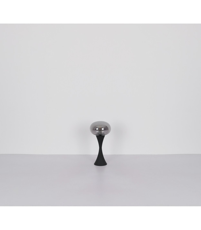 Lula Globe Table Lamp Matt Black Smoke Glass Shade 1x E14-6