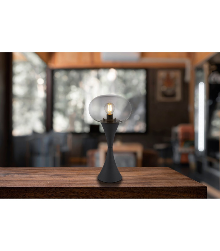 Lula Globe Table Lamp Matt Black Smoke Glass Shade 1x E14-7