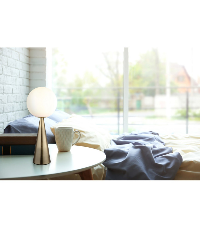 Pinpal Globe Table Lamp Brass-Coloured Matt Ball Opal Glass Shade 1x E27-5
