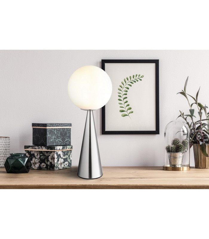 Pinpal Globe Table Lamp Nickel Matt Ball Opal Glass Shade 1x E27-7