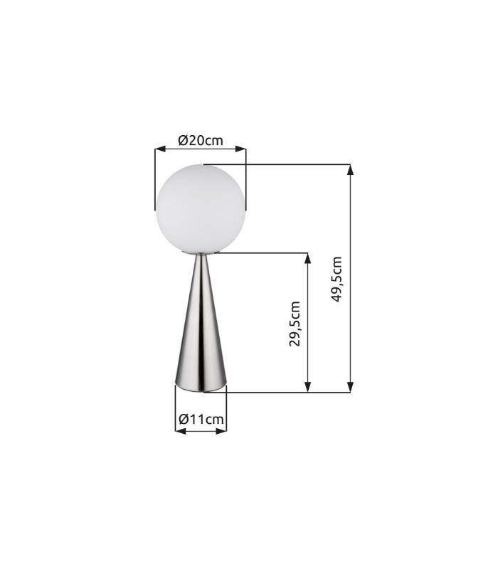 Pinpal Globe Table Lamp Nickel Matt Ball Opal Glass Shade 1x E27-9