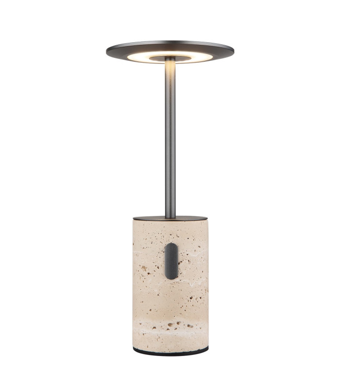 Travertin 12cm Integrated LED Table Lamp Grey LED 3000K Touch Dimmer-3