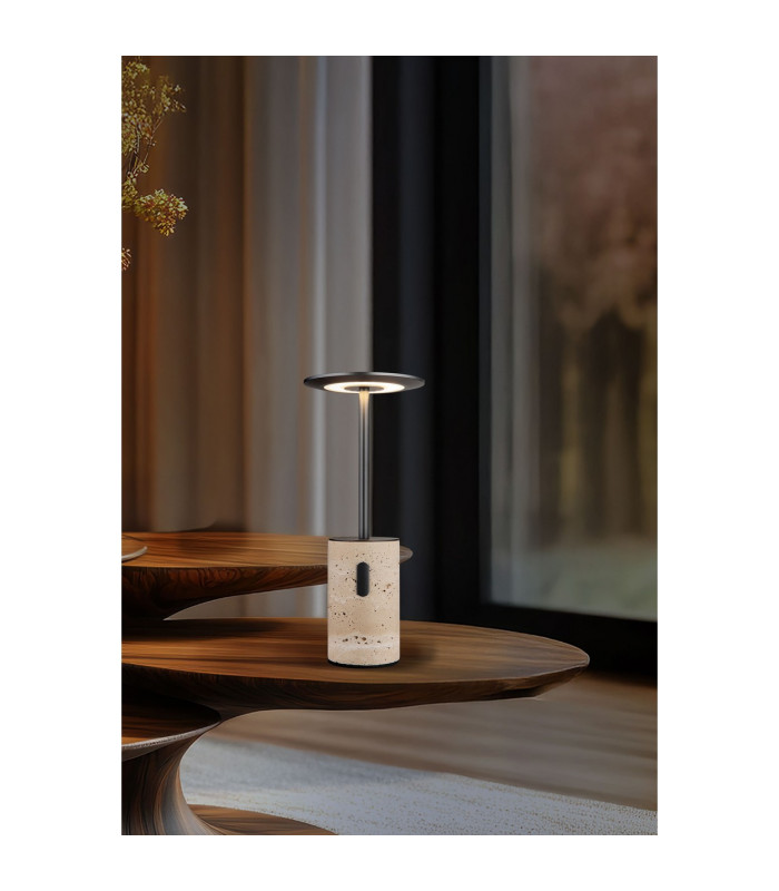 Travertin 12cm Integrated LED Table Lamp Grey LED 3000K Touch Dimmer-6
