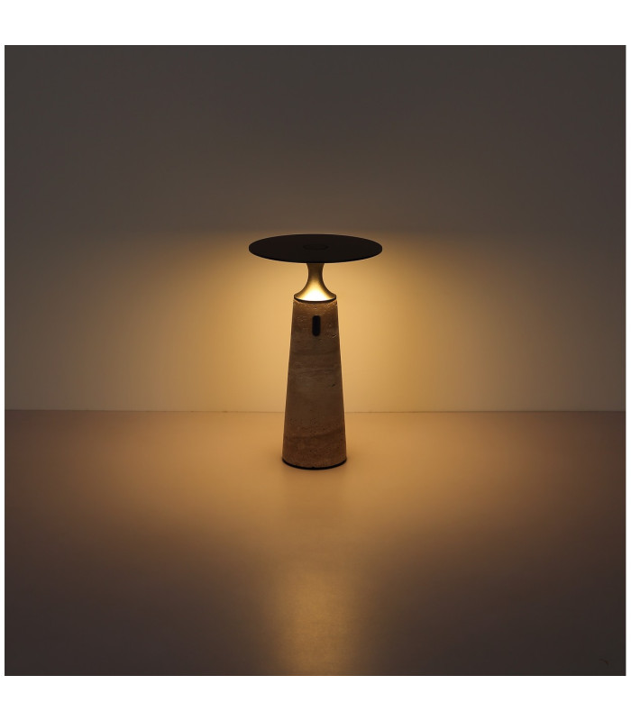 Travertin 20cm Integrated LED Table Lamp Grey Gold LED 3000K Touch Dimmer-5