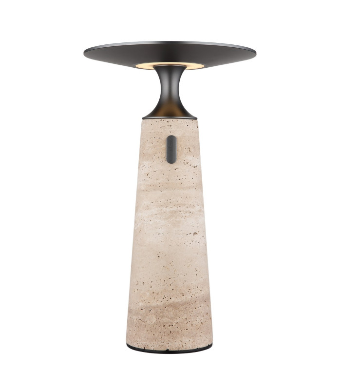 Travertin 20cm Integrated LED Table Lamp Grey Gold LED 3000K Touch Dimmer-8