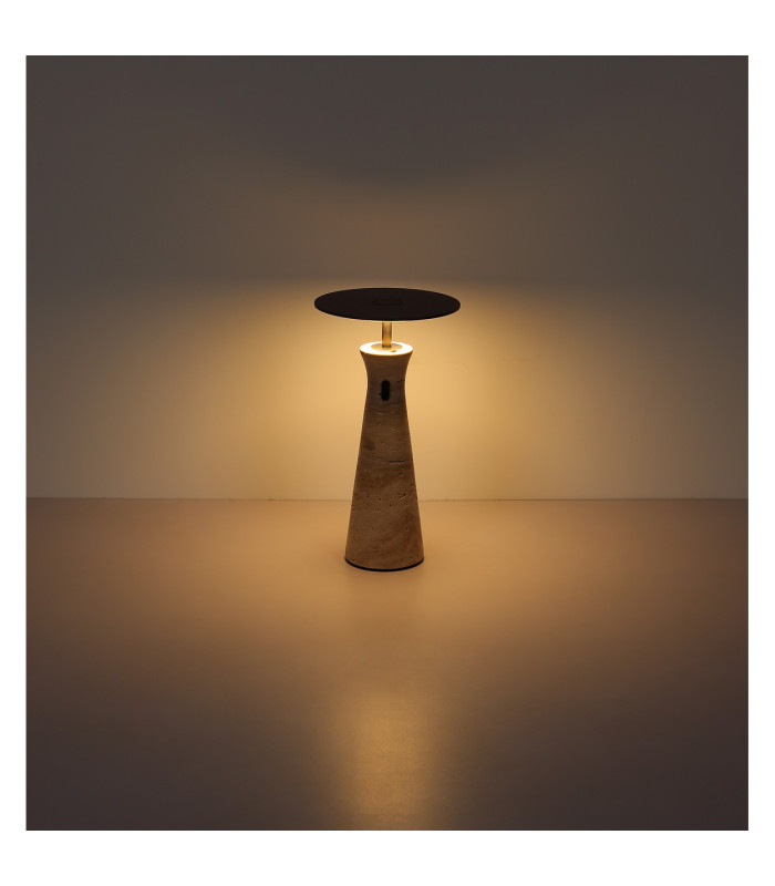Travertin 20cm Integrated LED Table Lamp Grey LED 3000K Touch Dimmer-5