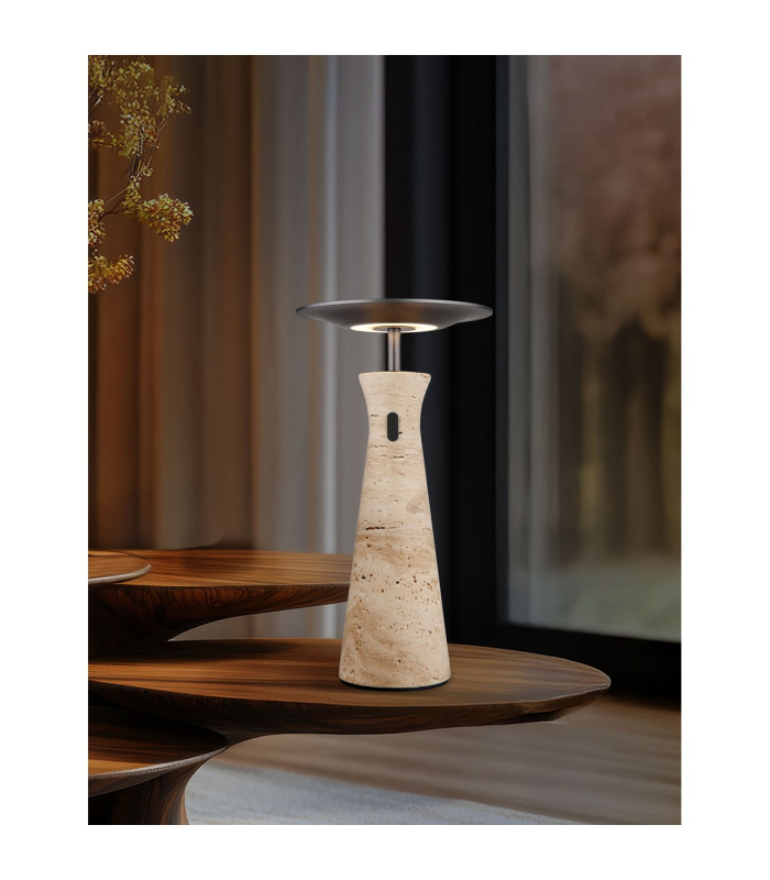 Travertin 20cm Integrated LED Table Lamp Grey LED 3000K Touch Dimmer-6
