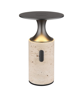 Travertin 12cm Integrated LED Table Lamp Grey Gold LED 3000K Touch Dimmer-1