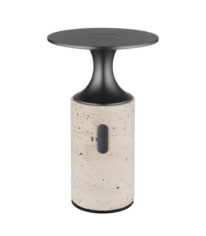 Travertin 12cm Integrated LED Table Lamp Grey Gold LED 3000K Touch Dimmer-2