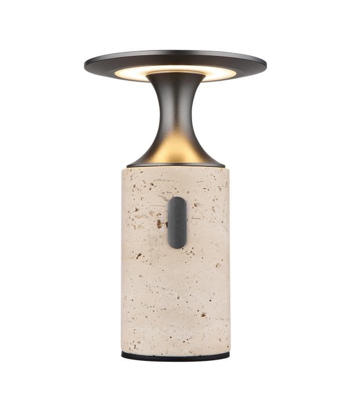 Travertin 12cm Integrated LED Table Lamp Grey Gold LED 3000K Touch Dimmer-3
