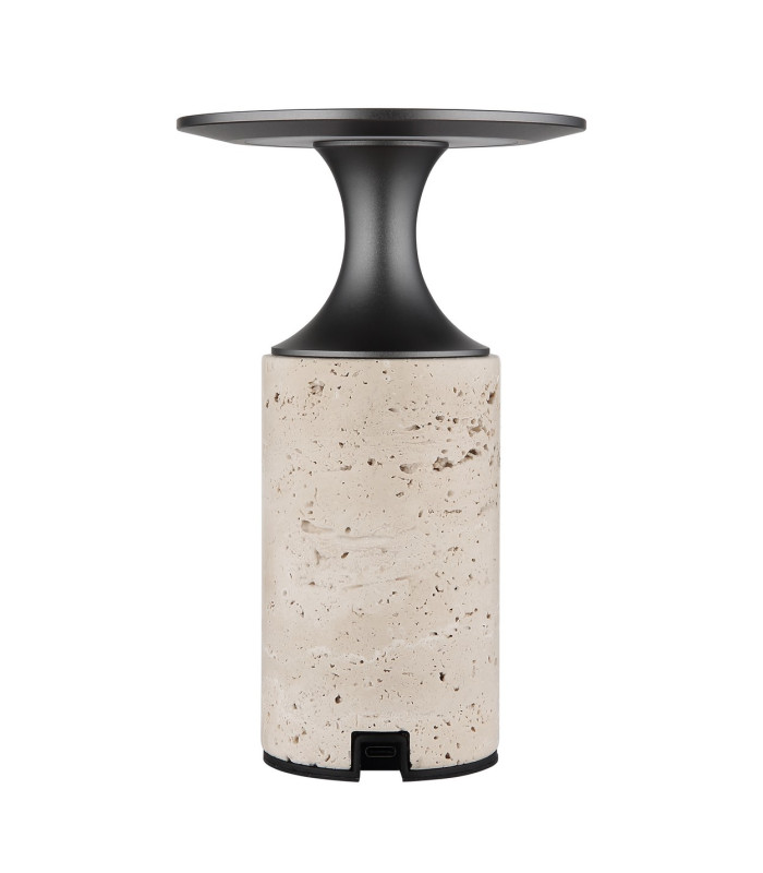Travertin 12cm Integrated LED Table Lamp Grey Gold LED 3000K Touch Dimmer-4