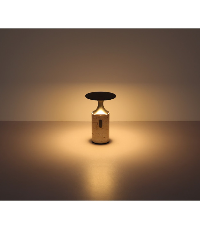 Travertin 12cm Integrated LED Table Lamp Grey Gold LED 3000K Touch Dimmer-6