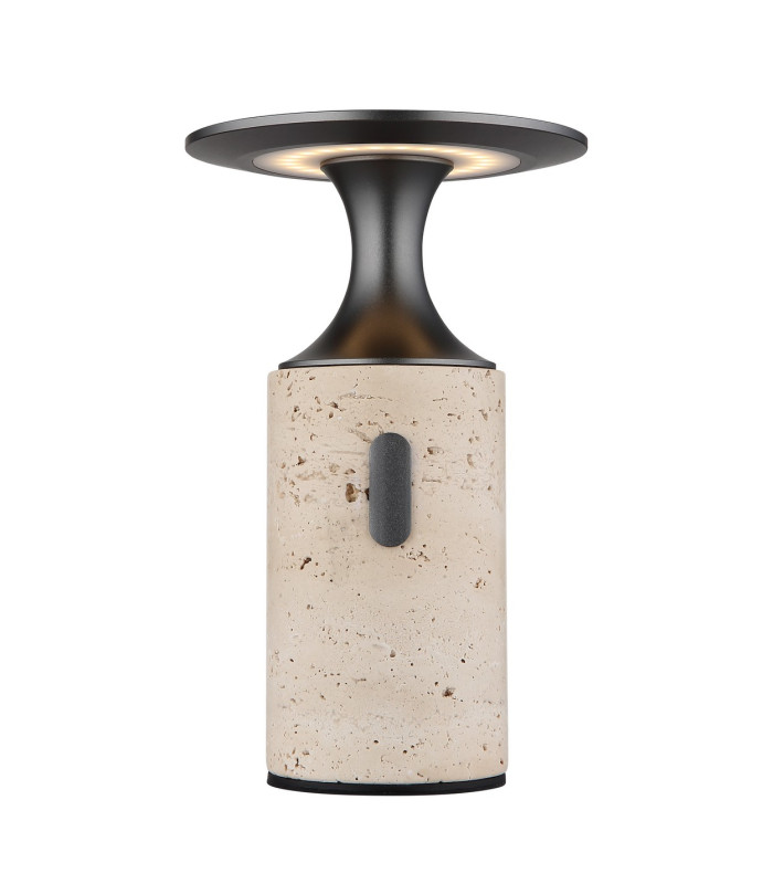 Travertin 12cm Integrated LED Table Lamp Grey Gold LED 3000K Touch Dimmer-8