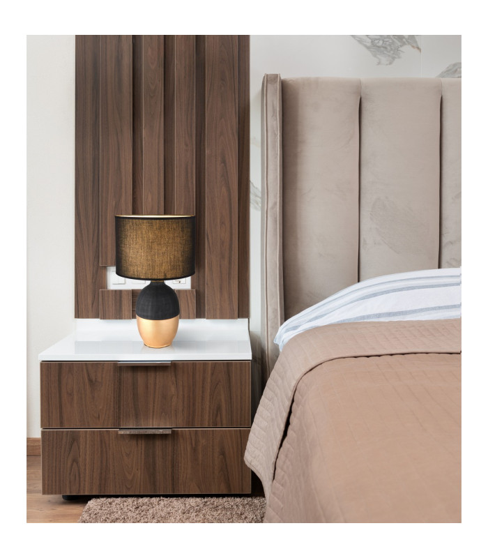 Valentino Table Lamp with Round Shade Black 1x E14-4