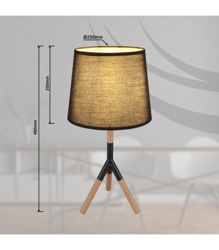 Kikki Table Lamp with Round Tapered Shade Matt Black 1x E27-10