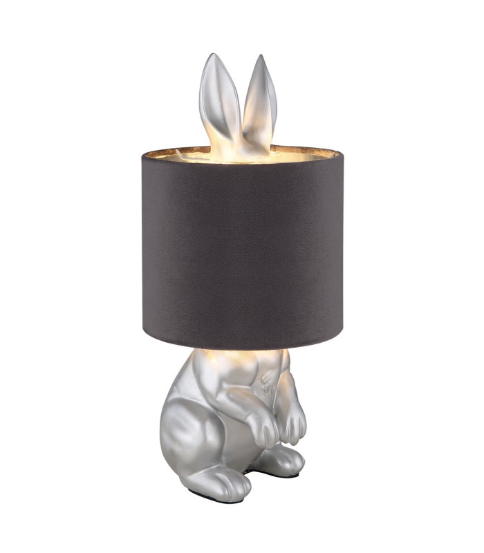 Rabbit Table Lamp with Round Shade Silver Colored Matt 1x E27-1