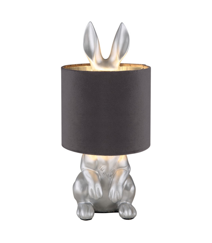 Rabbit Table Lamp with Round Shade Silver Colored Matt 1x E27-3