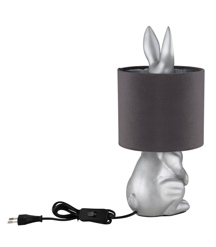 Rabbit Table Lamp with Round Shade Silver Colored Matt 1x E27-4