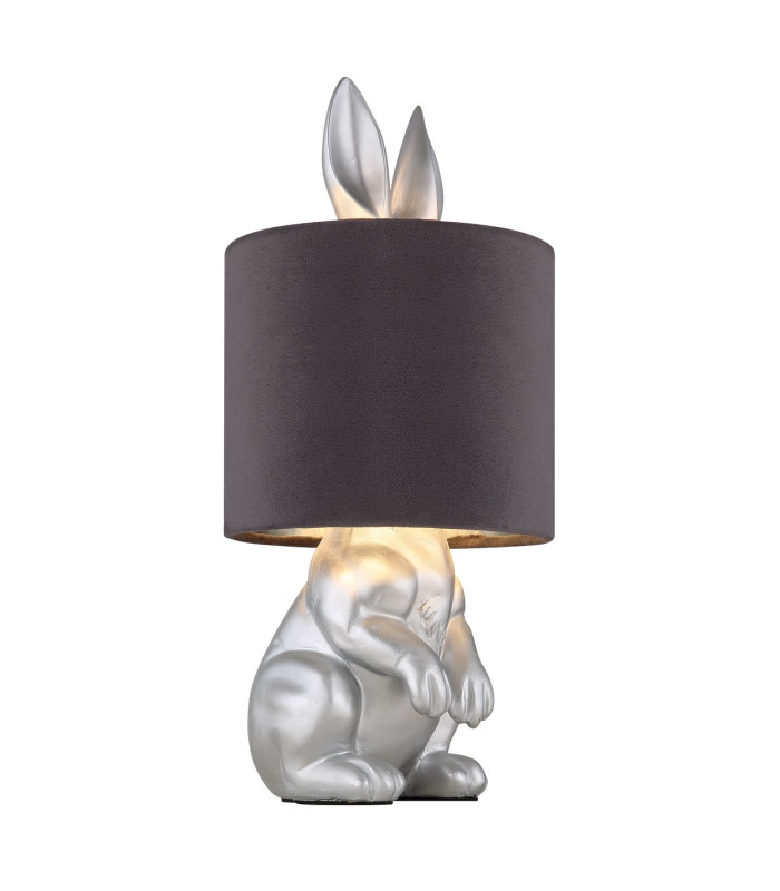 Rabbit Table Lamp with Round Shade Silver Colored Matt 1x E27-5