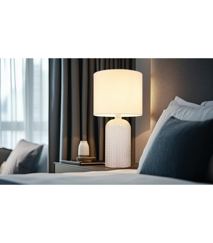 Sofia Table Lamp with Round Shade White 1x E27-7