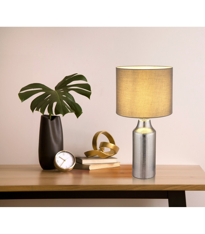 Elden Table Lamp with Round Shade Silver Colored 1x E27-5