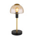 Kokkini Bedside Table Lamp Matt Black Amber Glass Shade 1x E14-1