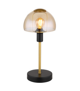 Kokkini Bedside Table Lamp Matt Black Amber Glass Shade 1x E14-1