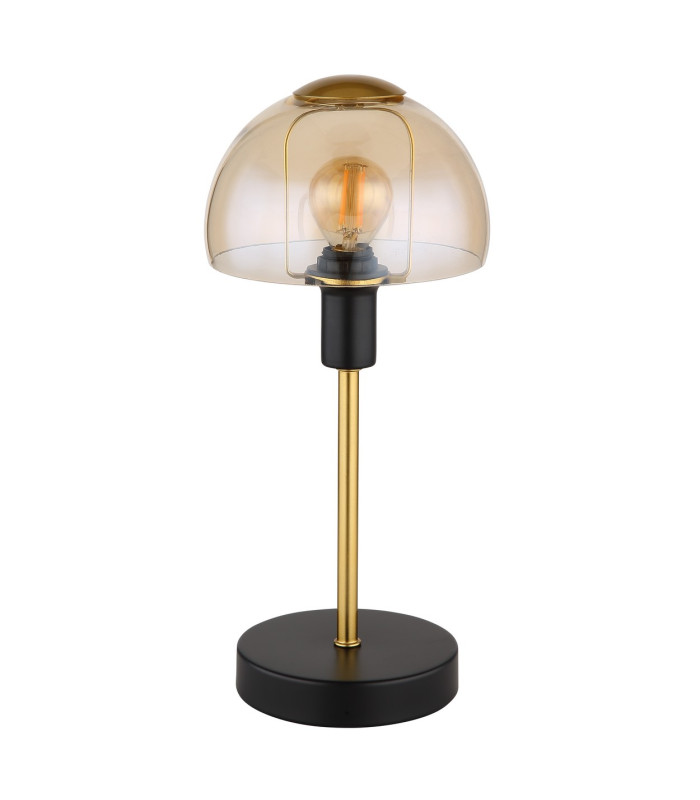 Kokkini Bedside Table Lamp Matt Black Amber Glass Shade 1x E14-2