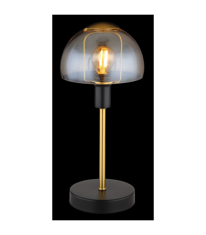 Kokkini Bedside Table Lamp Matt Black Amber Glass Shade 1x E14-3