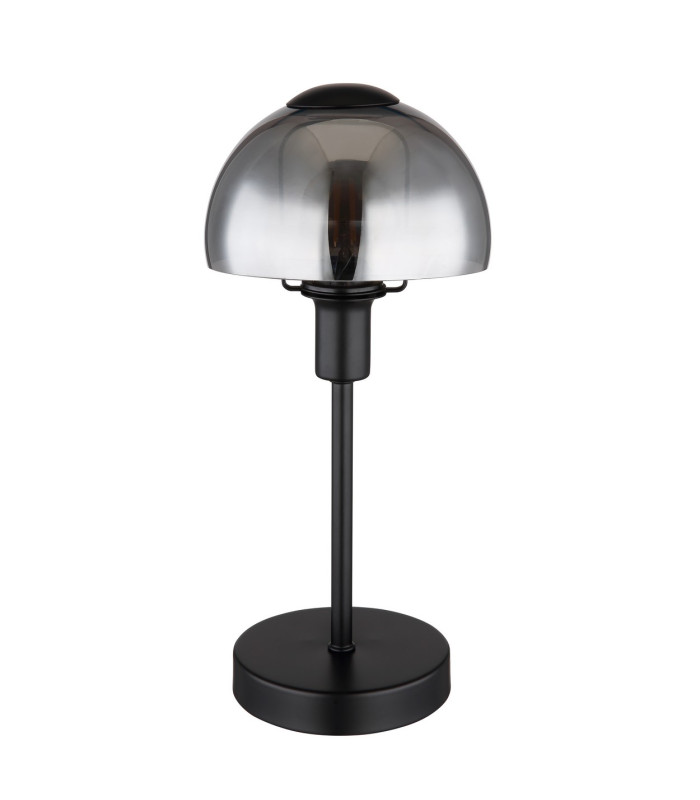 Kokkini Bedside Table Lamp Matt Black Smoke Glass Shade 1x E14-2