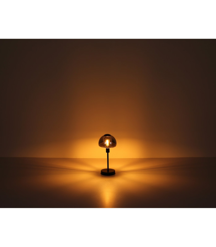 Kokkini Bedside Table Lamp Matt Black Smoke Glass Shade 1x E14-4