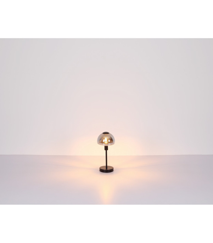 Kokkini Bedside Table Lamp Matt Black Smoke Glass Shade 1x E14-5
