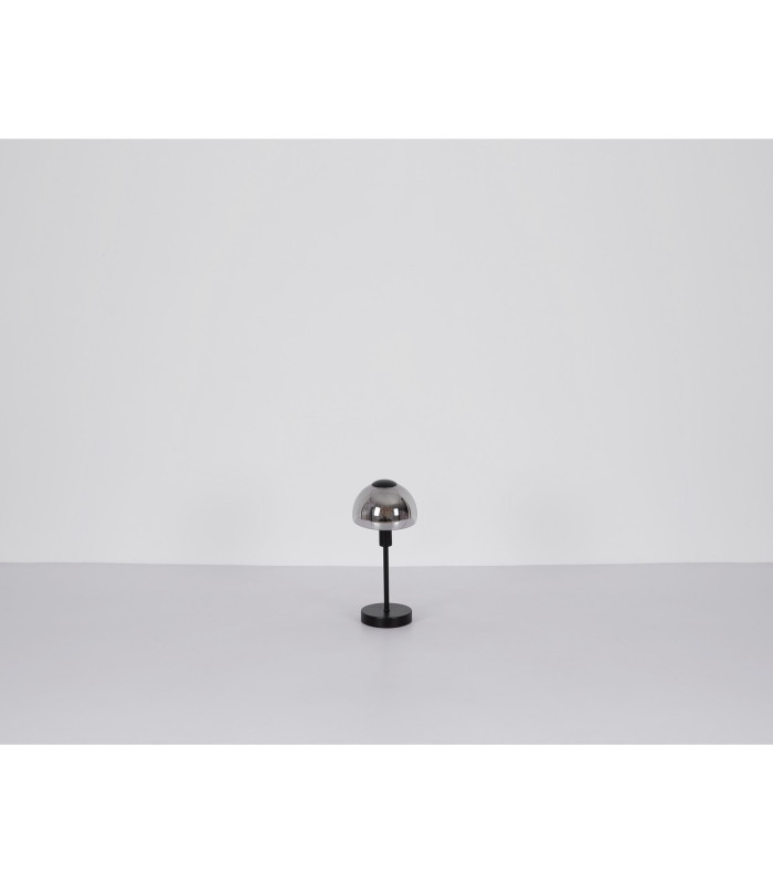 Kokkini Bedside Table Lamp Matt Black Smoke Glass Shade 1x E14-6