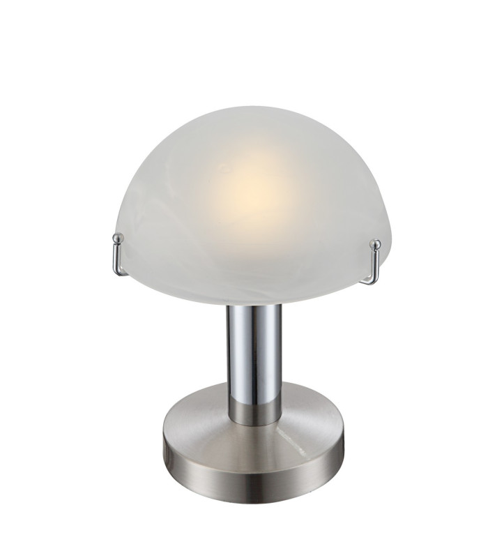 Otti Bedside Table Lamp Chrome Satined Glass Shade 1x E14 3000K-1